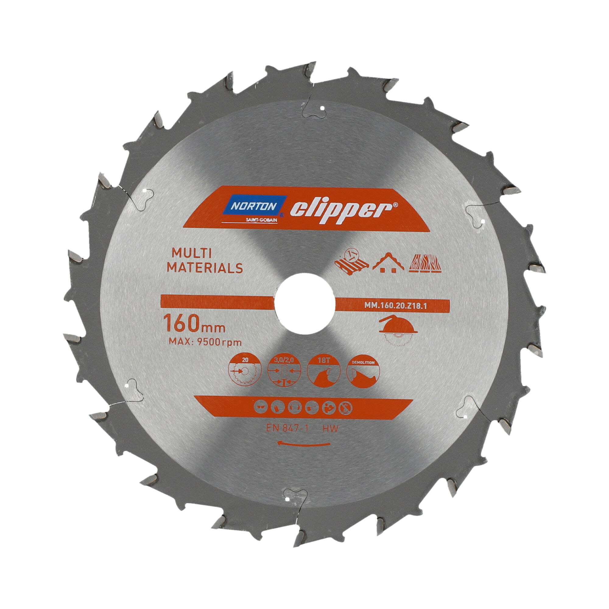 Norton Clipper Pro Multimaterial körfűrészlap Ø160x20 mm Z18 termék fő termékképe