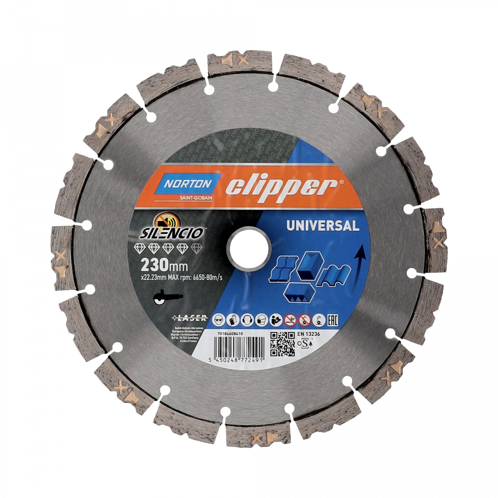 Norton Clipper Pro Universal Silencio gyémánt vágókorong Ø230x22,23 mm termék fő termékképe