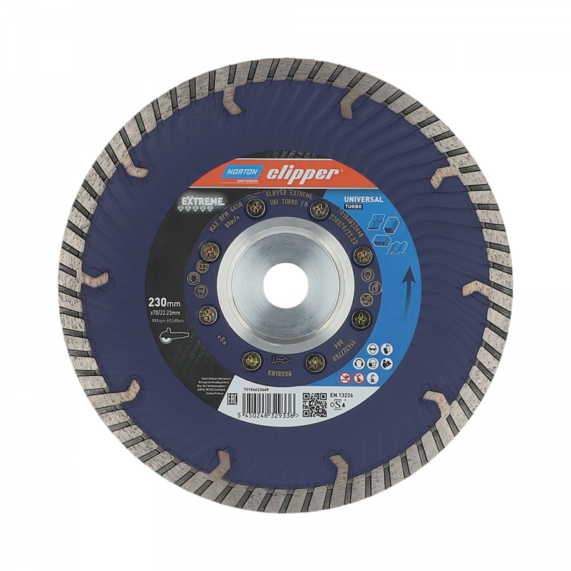 Norton Clipper Extreme Universal Turbo gyémánt vágókorong Ø230x22,23mm+ Flange termék fő termékképe