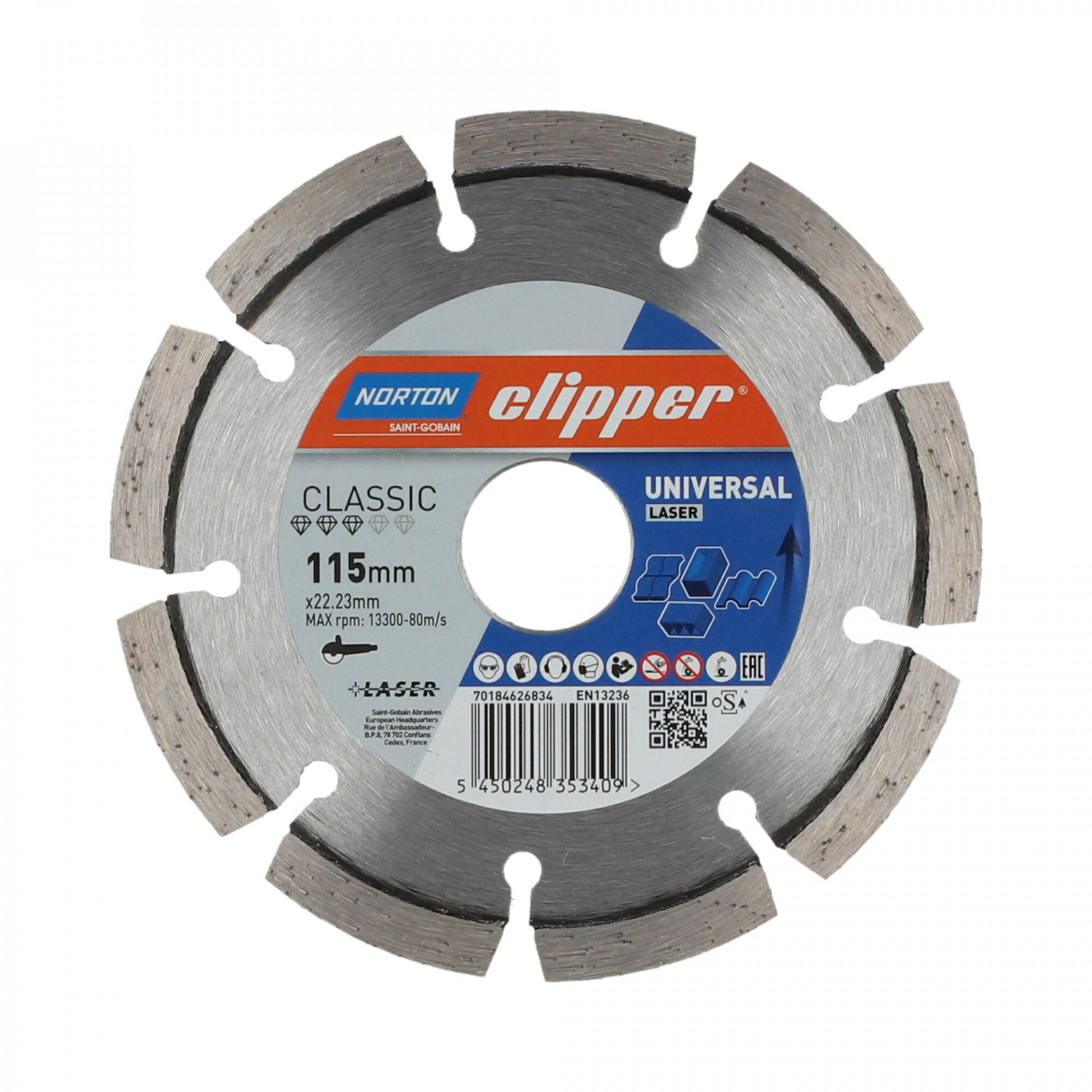 Norton Clipper Classic Universal Laser gyémánt vágókorong Ø115x22,23 mm termék fő termékképe