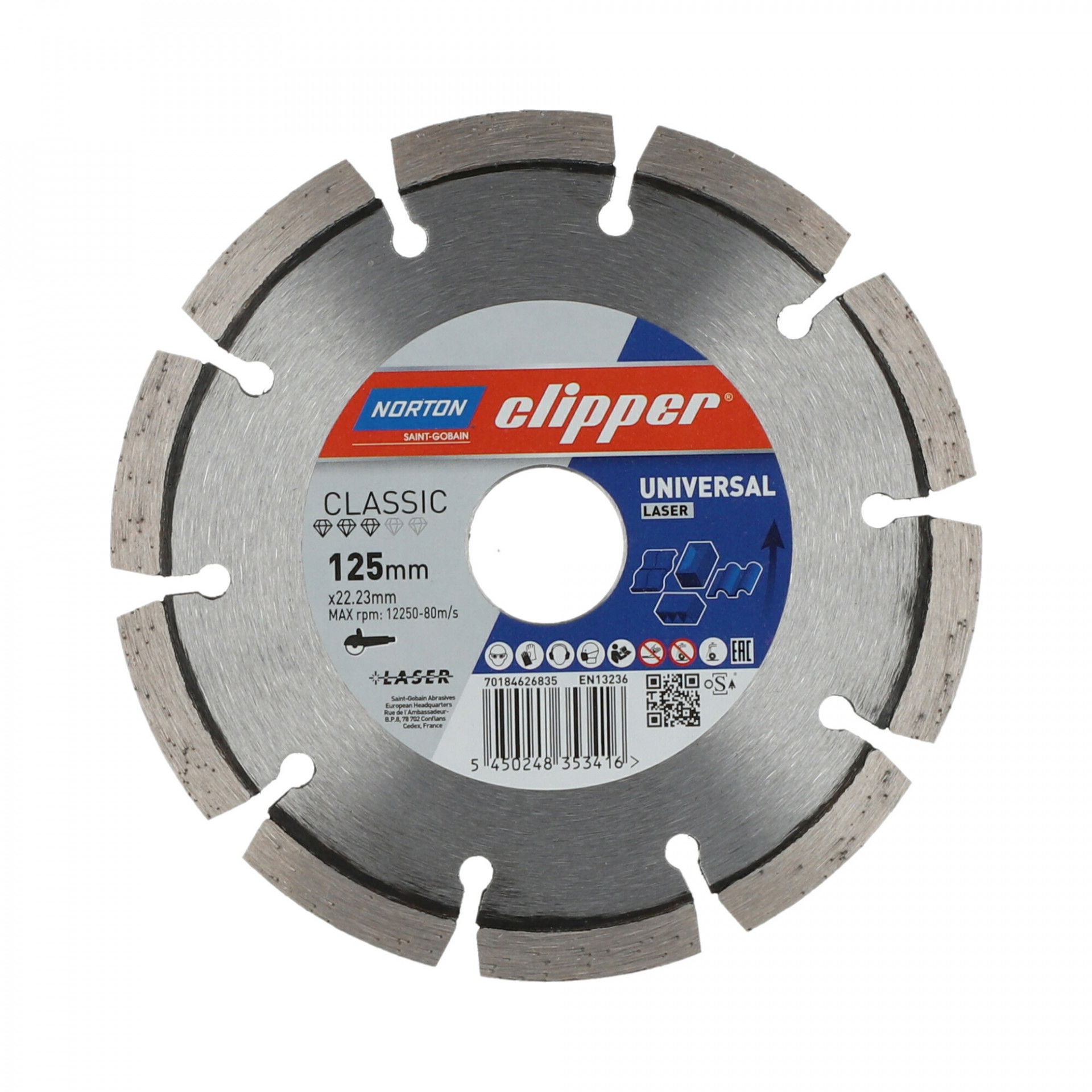 Norton Clipper Classic Universal Laser gyémánt vágókorong Ø125x22,23 mm termék fő termékképe