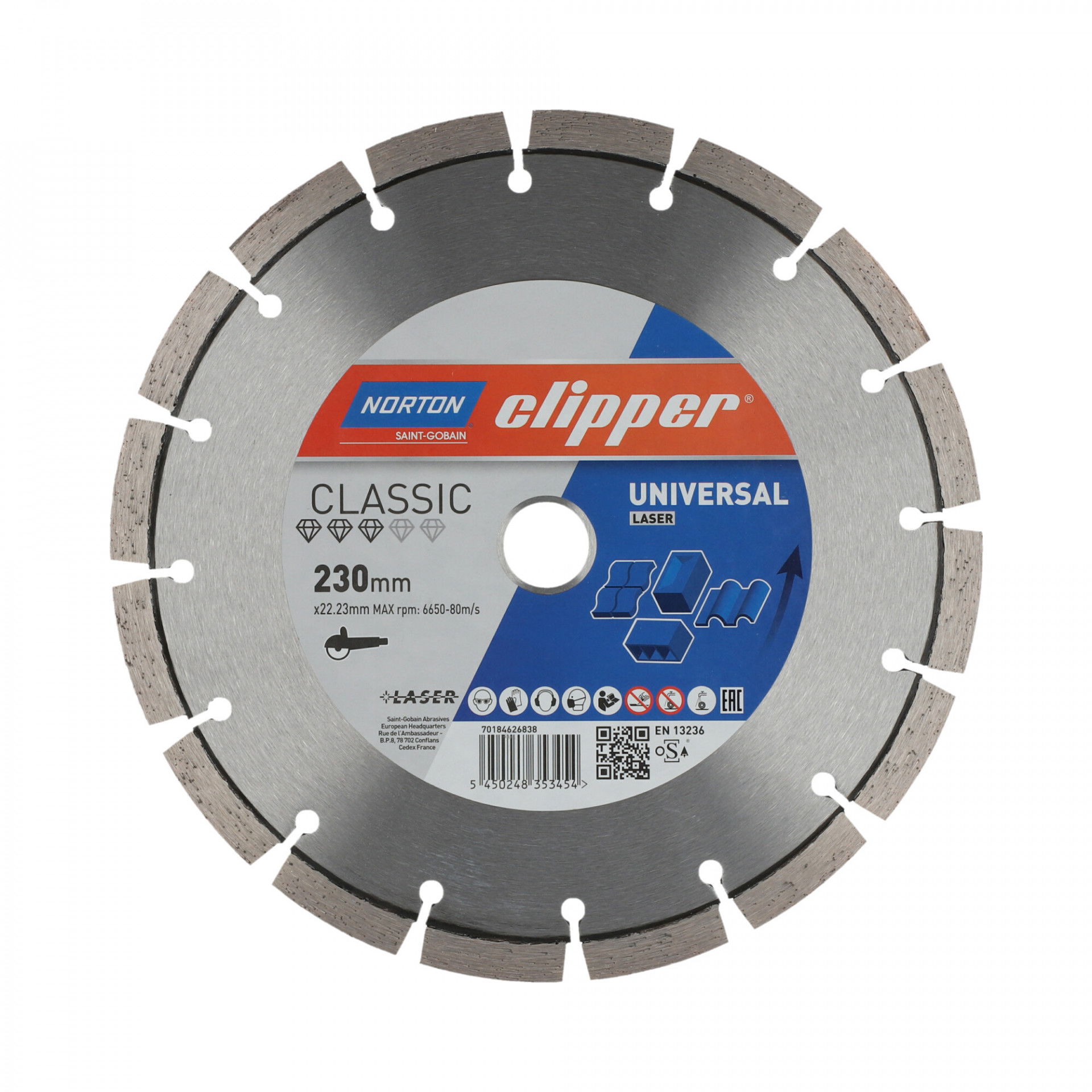 Norton Clipper Classic Universal Laser gyémánt vágókorong Ø230x22,23 mm termék fő termékképe