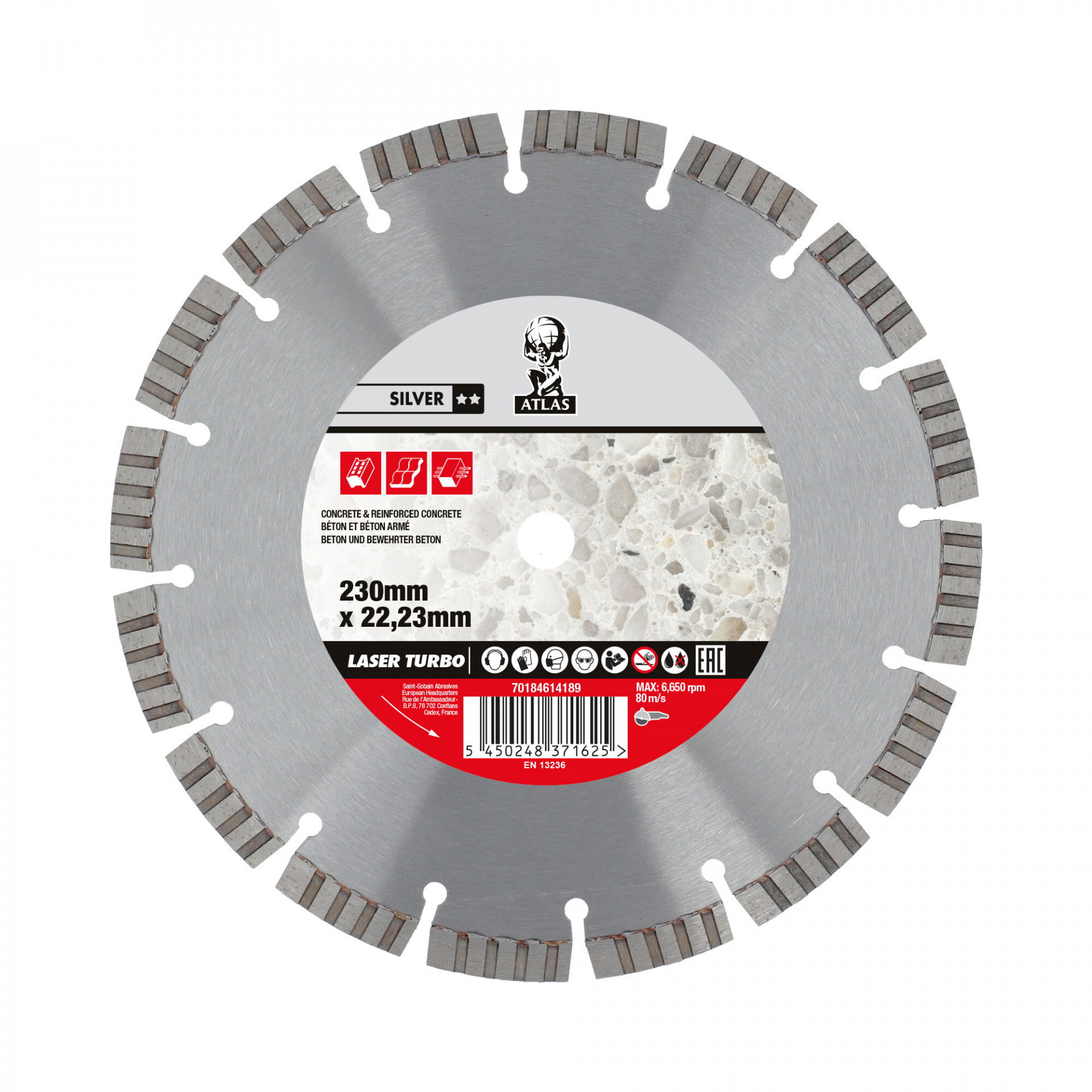 Atlas Turbo Laser gyémánt vágókorong Ø230x22,23 mm termék fő termékképe