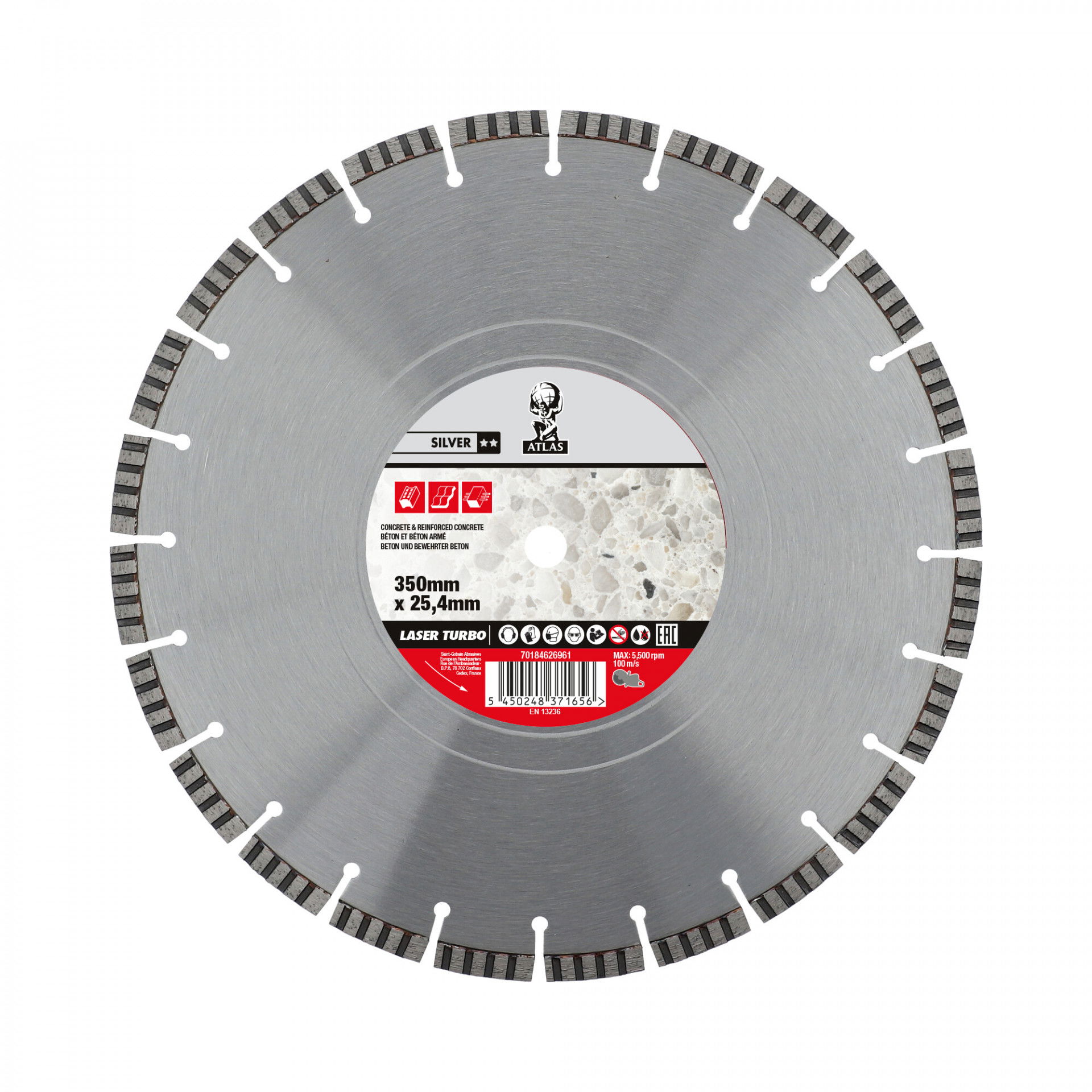 Atlas Turbo Laser gyémánt vágókorong Ø350x25,4 mm termék fő termékképe