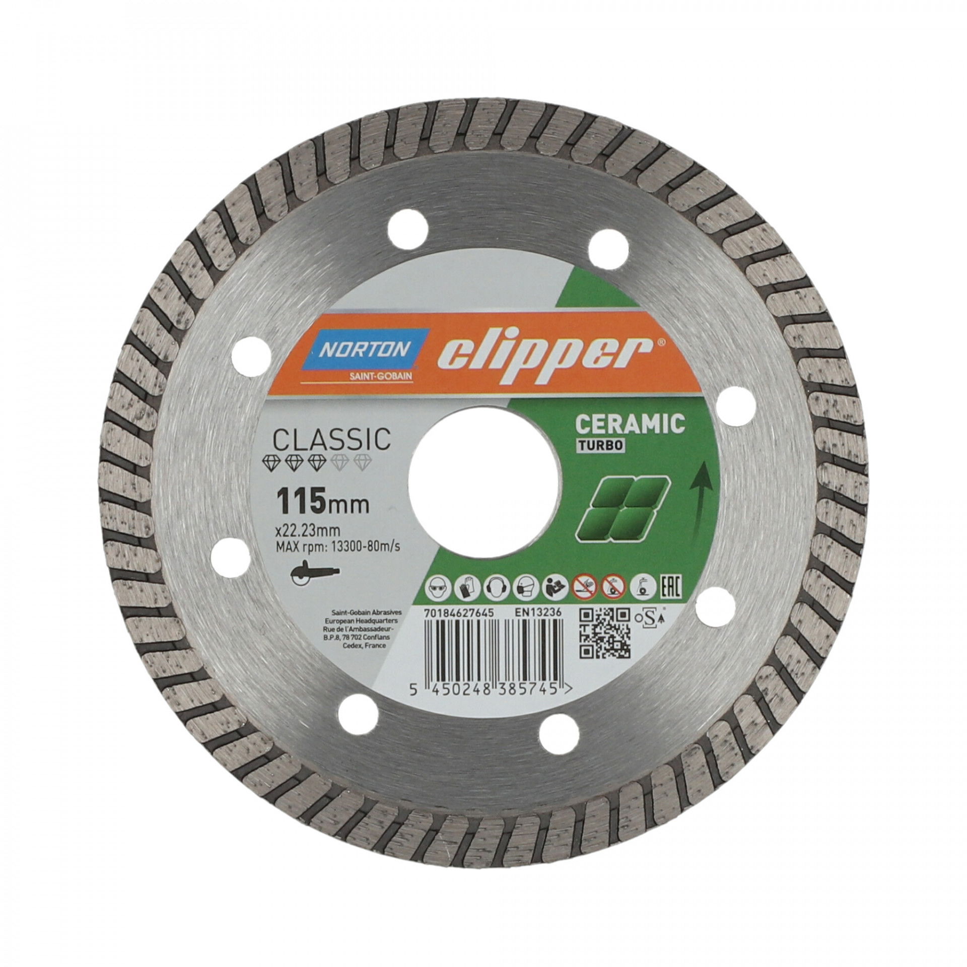 Norton Clipper Classic Ceramic Turbo gyémánt vágókorong Ø115x22,23 mm termék fő termékképe