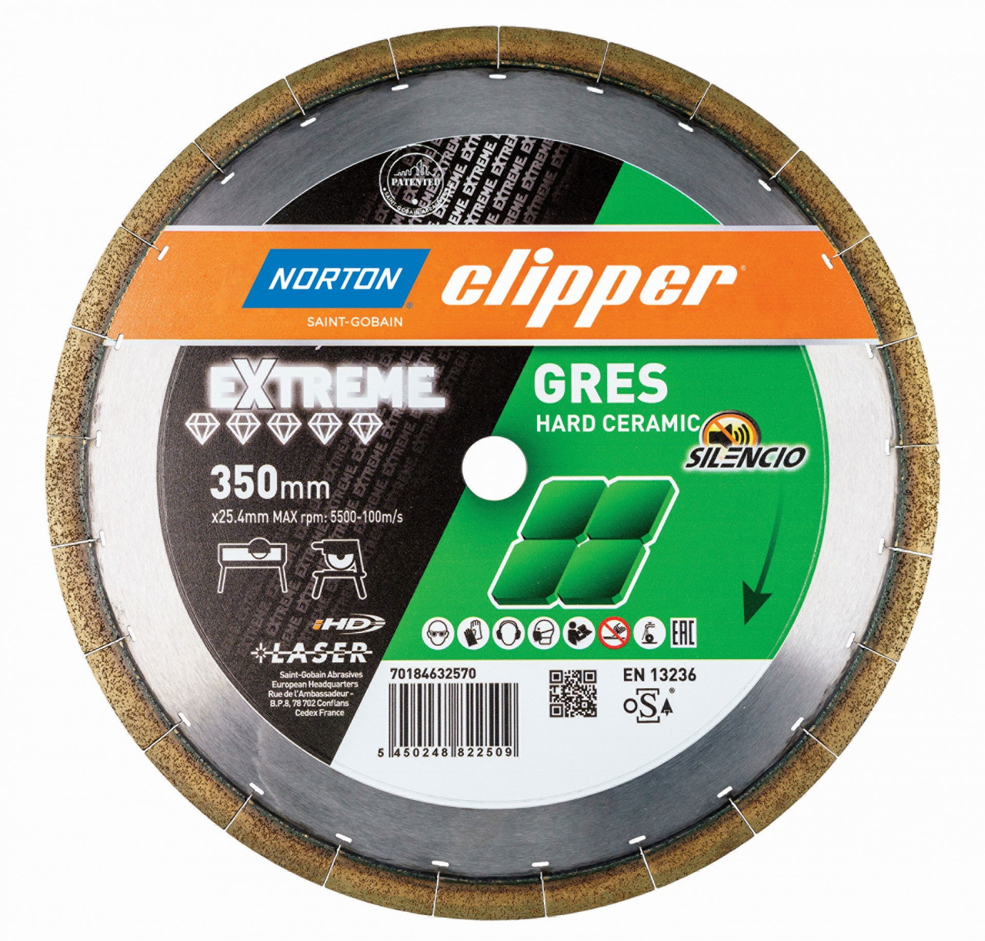 Norton Clipper Extreme Gres Silencio gyémánt vágókorong Ø350x25,4 mm termék fő termékképe