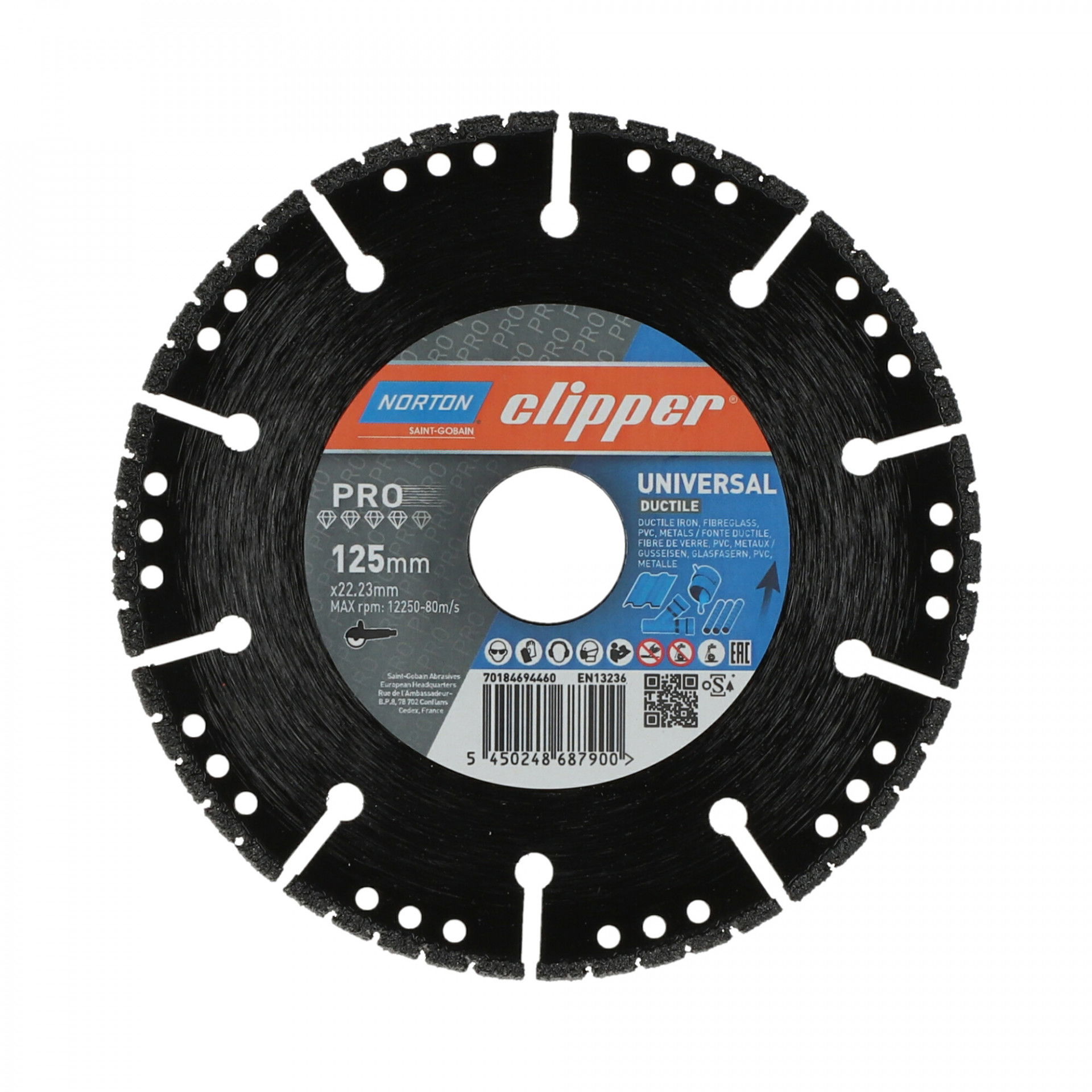 Norton Clipper Pro Universal Ductile gyémánt vágókorong Ø125x22,23 mm termék fő termékképe