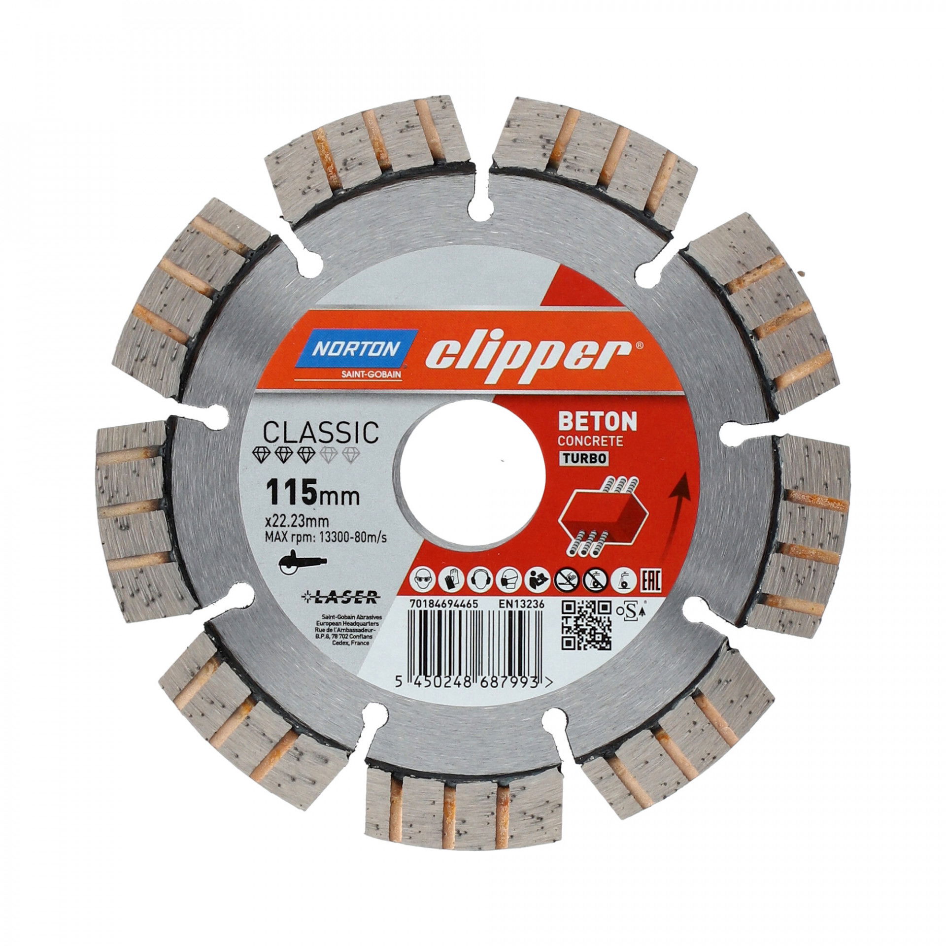 Norton Clipper Classic Beton Turbo gyémánt vágókorong Ø115x22,23 mm termék fő termékképe