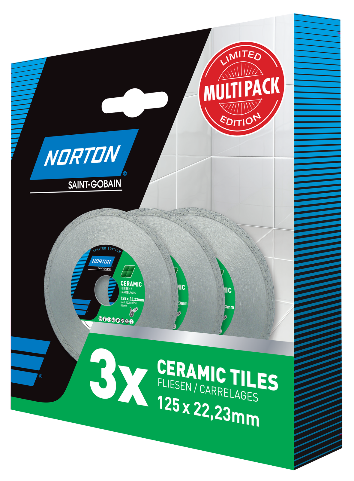 Norton Ceramic Tiles Promo-Pack gyémánt vágókorong Ø125x22,23mm, 3 db/csomag termék fő termékképe