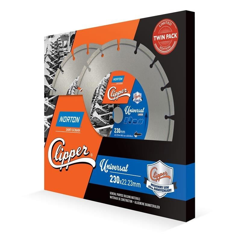 Norton Clipper Classic Universal Laser Promo gyémánt vágókorong Ø230x22,23 mm, 2 db/csomag termék fő termékképe